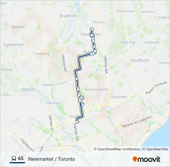 65 Bus Line Map