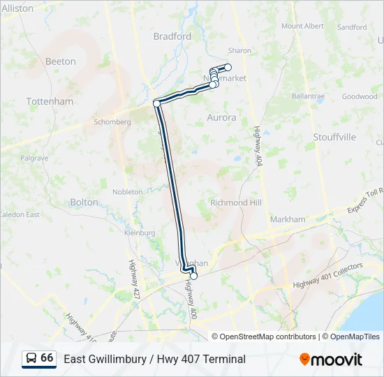 Plan de la ligne 66 de bus