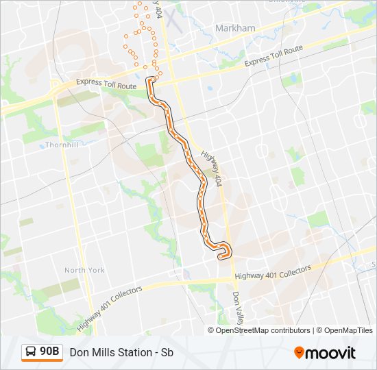 90B Bus Line Map