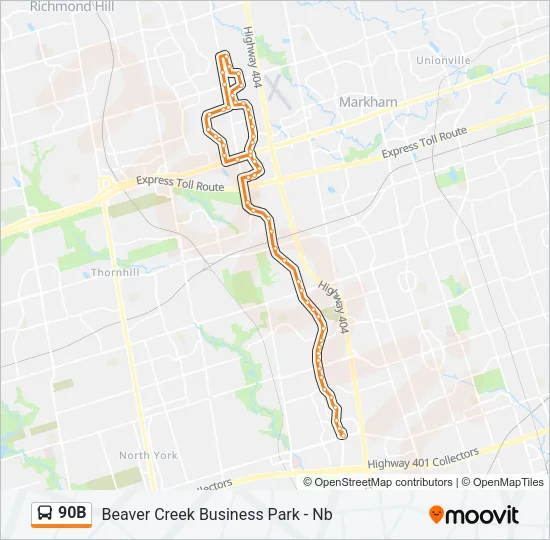 90B Bus Line Map