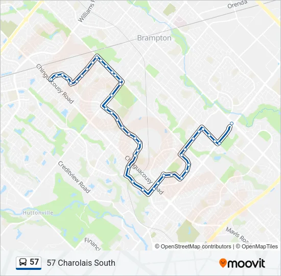 57 Bus Line Map