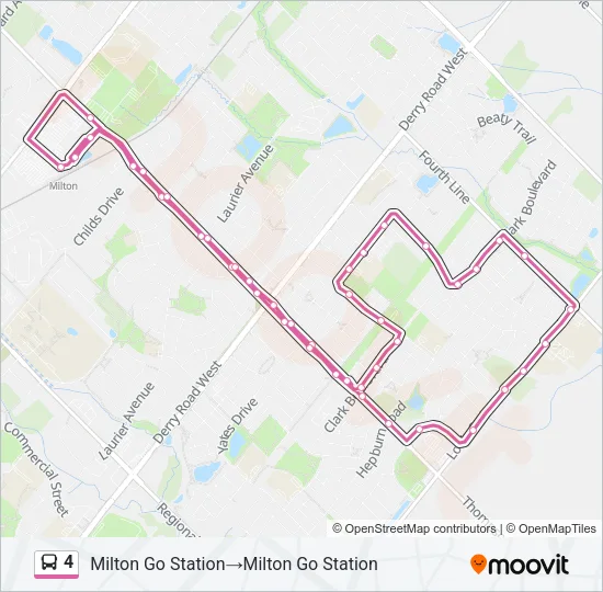 Plan de la ligne 4 de bus