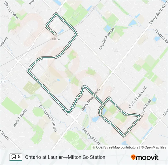Plan de la ligne 5 de bus