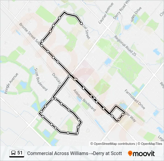 51 Bus Line Map