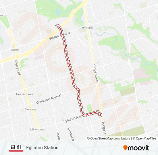 61 Bus Line Map