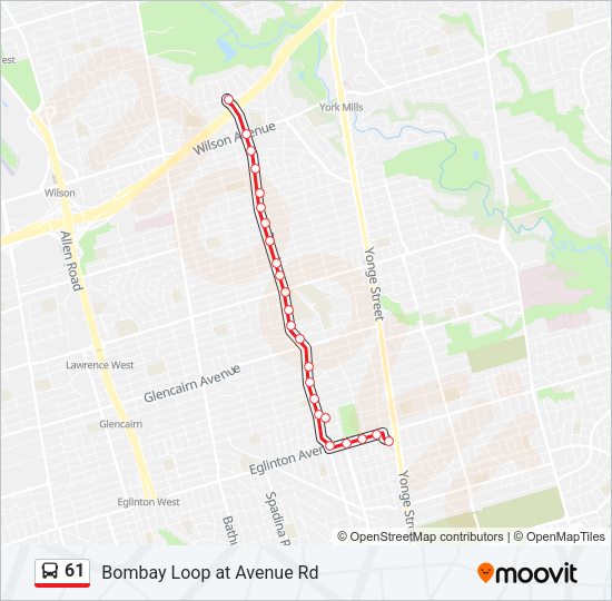 61 Bus Line Map