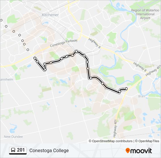 201 Bus Line Map