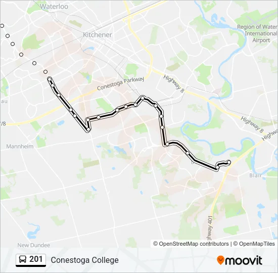 201 Bus Line Map