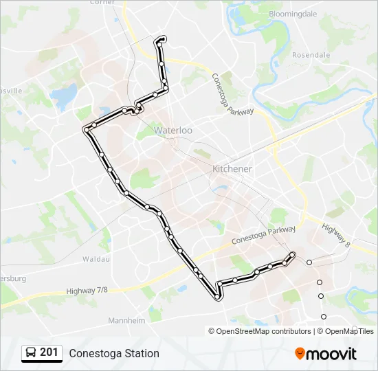 201 Bus Line Map