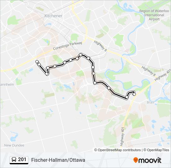 201 Bus Line Map