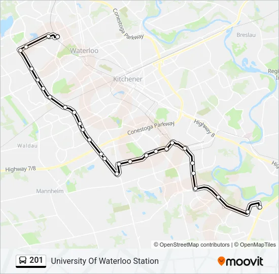 201 Bus Line Map
