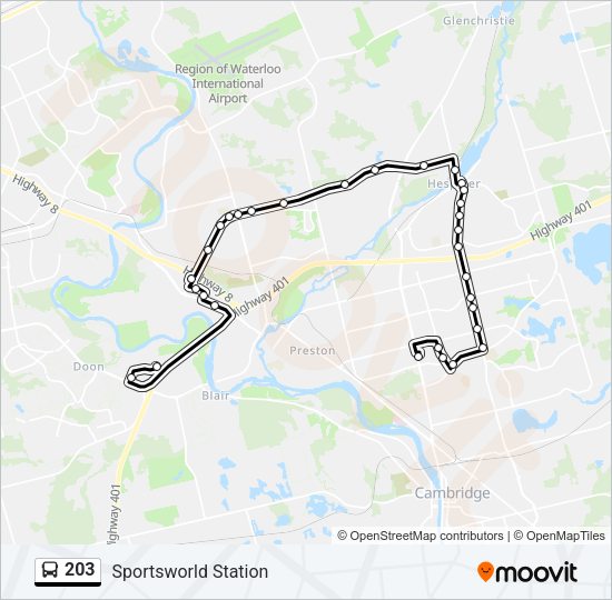 203 Bus Line Map