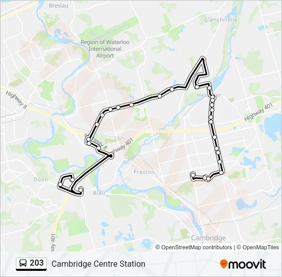 203 Bus Line Map