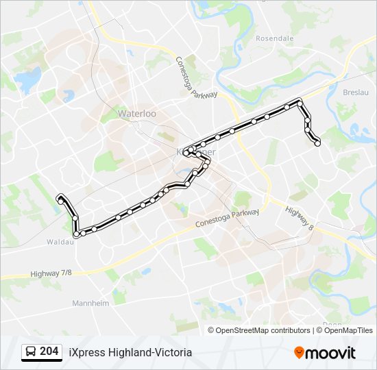 204 Bus Line Map