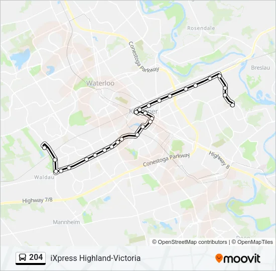 204 Bus Line Map
