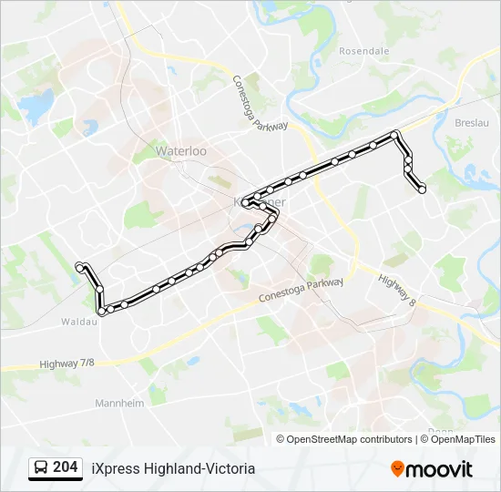 204 Bus Line Map