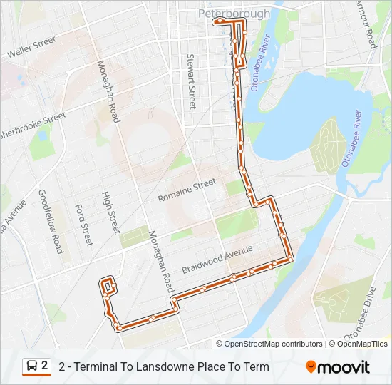 Plan de la ligne 2 de bus
