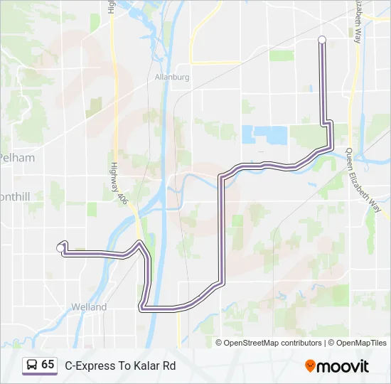 65 Bus Line Map