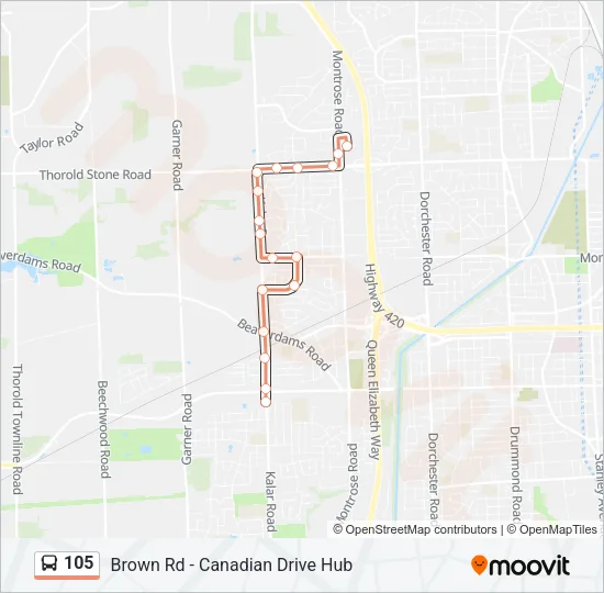 105 Bus Line Map