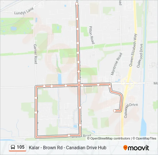 105 Bus Line Map