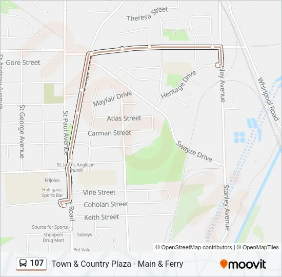 107 Bus Line Map