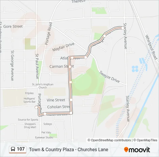 107 Bus Line Map