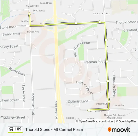 109 Bus Line Map