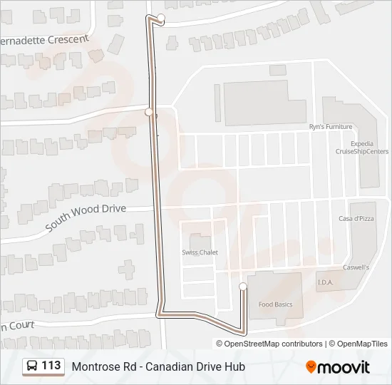 Plan de la ligne 113 de bus