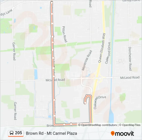 205 Bus Line Map