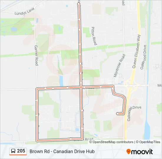205 Bus Line Map
