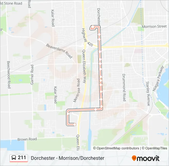 Plan de la ligne 211 de bus