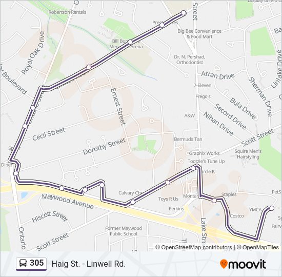 305 Bus Line Map