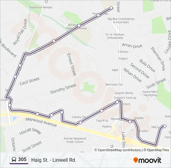 305 Bus Line Map