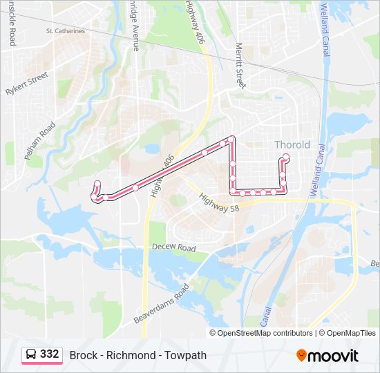 332 bus Line Map