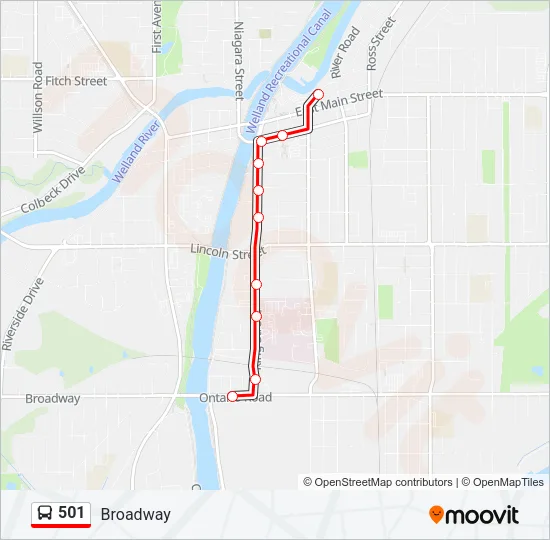 Plan de la ligne 501 de bus