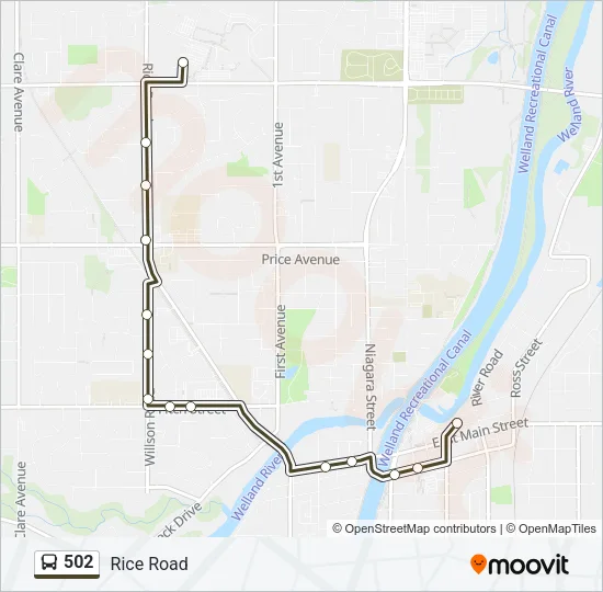Plan de la ligne 502 de bus