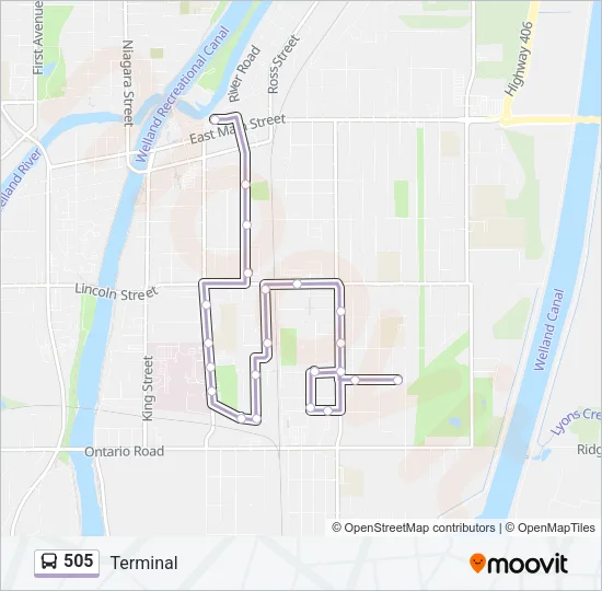 505 Bus Line Map