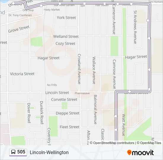 505 Bus Line Map