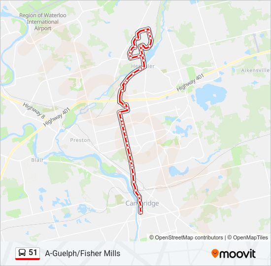 51 Bus Line Map