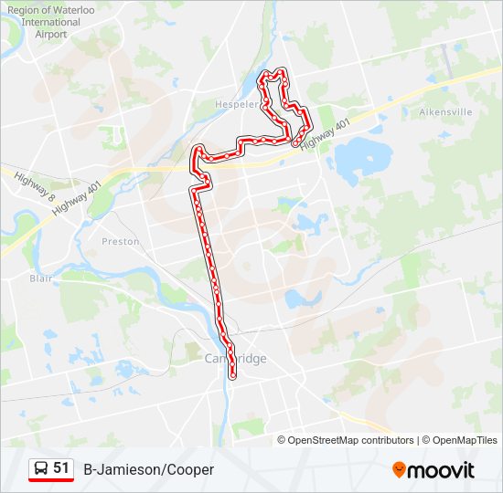 51 Bus Line Map