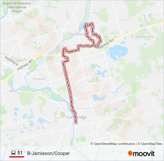 51 Bus Line Map