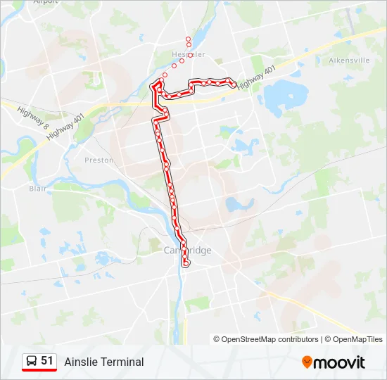 51 Bus Line Map