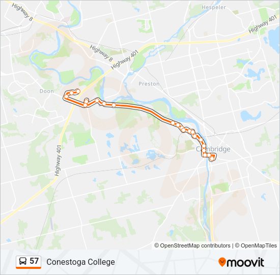 57 Bus Line Map