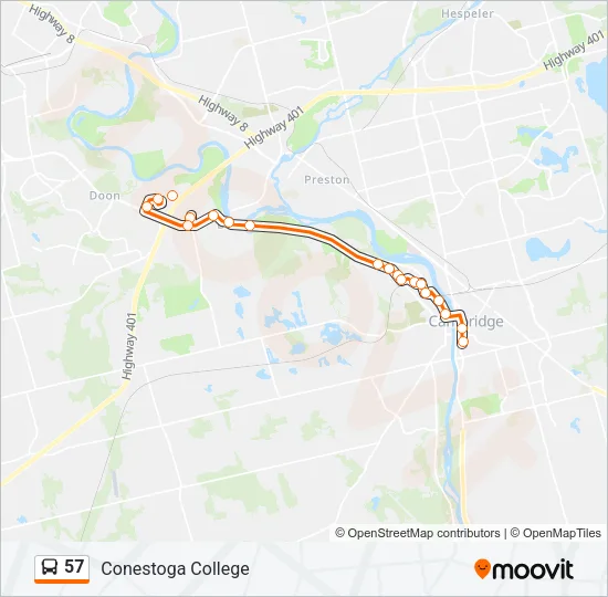 57 Bus Line Map