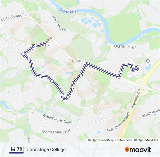 76 Bus Line Map