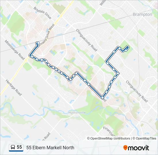 55 Bus Line Map