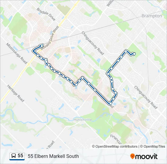 55 Bus Line Map