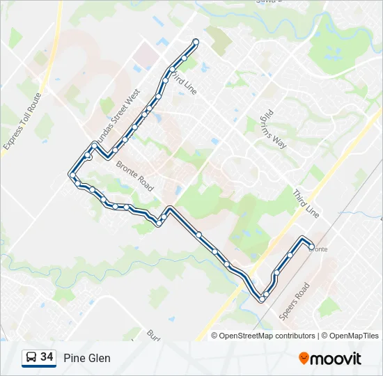 Plan de la ligne 34 de bus