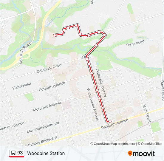 93 Bus Line Map