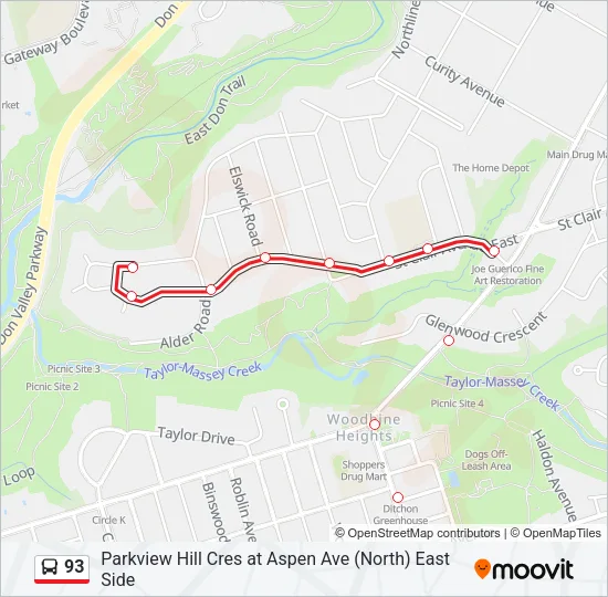 93 Bus Line Map
